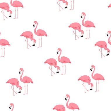 Flamingolar ve zebra baskı ile tropikal moda dikişsiz desen. Egzotik Hawaii Sanat arka plan. Kumaş ve dekor tasarımı. Yaz Modası yazdırma. Pembe flamingo illüstrasyon. Hayvan cilt zebra çizgili.