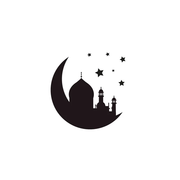 Силует Фону Мечеть Півмісяця Святий Місяць Мусульманського Співтовариства Рамадан Карім — стоковий вектор