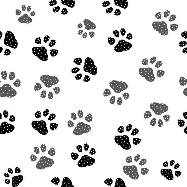 Paw Print Seamless Traces Cat Textile Pattern Cat Footprint Seamless — Stock Vector
