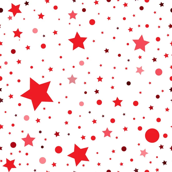 Patrón Sin Costuras Con Estrellas Rojas Estrellas Acuarela Dibujadas Mano — Vector de stock