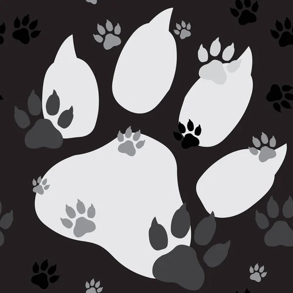 Paw Print Seamless Traces Cat Textile Pattern Cat Footprint Seamless — Stock Vector