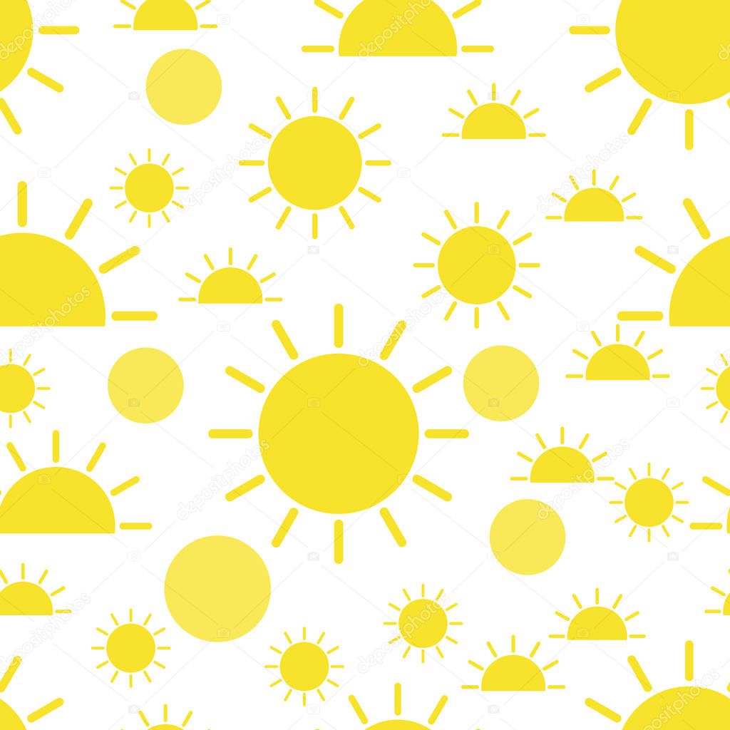 Sun seamless pattern background. Business flat vector illustration. Sun with ray sign symbol pattern. eps 10.