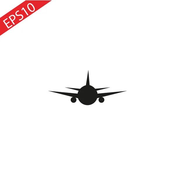 Black Airplane Icon Shadow Isolated Gray Background Flat Style Trend — Stock Vector