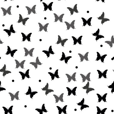 Kelebekler ile sorunsuz siyah-beyaz vektör desen. EPS 10