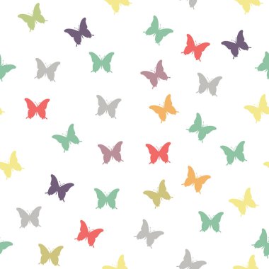 Bahar arka plan renkli kelebekler ile. Kartı, davet, basit kadınsı deseni yazdırın. Moda dekorasyon güzel kelebek siluetleri ile. Vektör arka plan ile Moth.eps 10