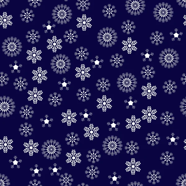 Белые Снежинки Черном Рождественском Фоне — стоковый вектор