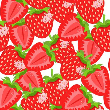 Sorunsuz vektör desen suluboya el kırmızı çilek çizilmiş. Organik gıda illüstrasyon. Tasarım öğeleri. Düzenlemek ve kullanımı kolay. EPS 10.