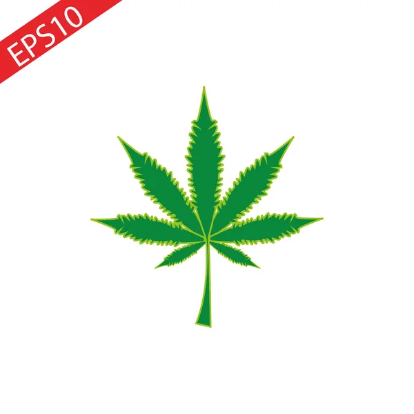 Folha Marijuana Planta Medicinal Cannabis Isolado Branco Elemento Design Gráfico — Vetor de Stock