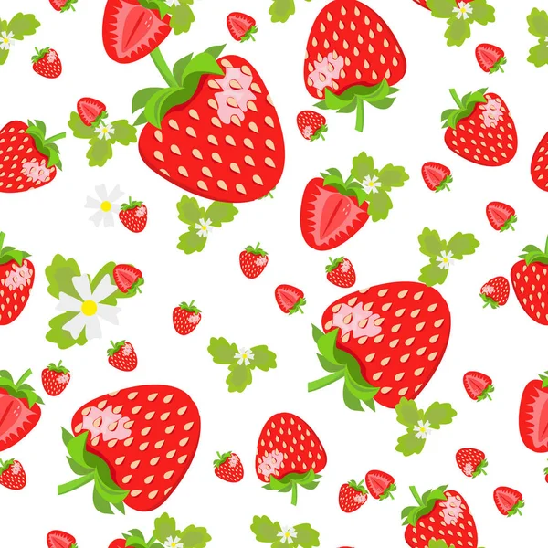 Φράουλα Χωρίς Ραφή Πρότυπο Φράουλα Κινουμένων Σχεδίων Φόντο Καλά Για — Διανυσματικό Αρχείο