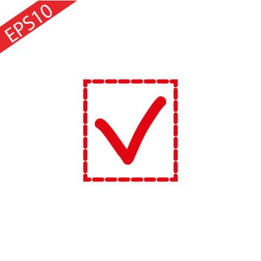 Kene izole en az vektör simgesi. Onay kutusunu düz çizgi simgesi Web siteleri ve mobil minimalist düz design.eps 10 için