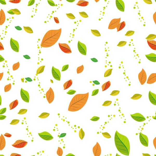 Nahtloses Muster Mit Bunten Herbstblättern Vektorillustration Folge — Stockvektor