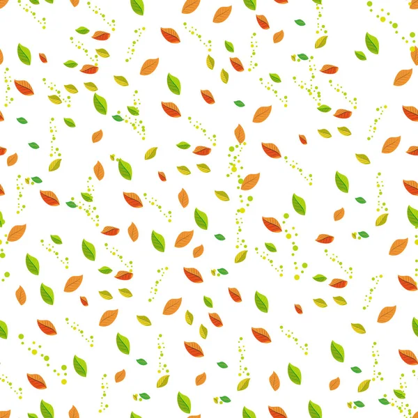 Бесшовный Векторный Рисунок Красочными Осенними Листьями Сезон Украшения Праздников Оберточная — стоковый вектор