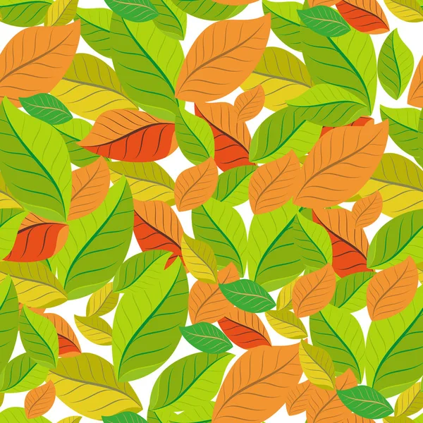 Seamless Pattern Colorful Autumn Leaves Vector Illustration Eps — Stock Vector