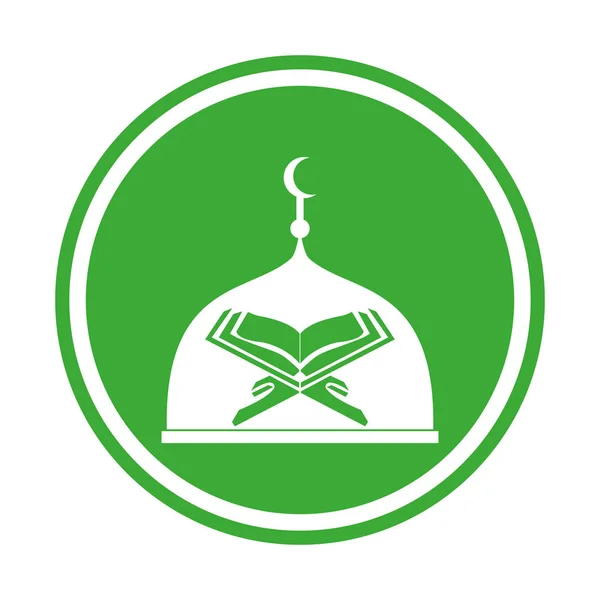Modern İslam Camii ve Kur'an-ı Kerim Logo içinde izole beyaz geçmiş. EPS 10.