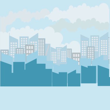 Şehir manzarası vektör çizim. Kentsel peyzaj. Gündüz cityscape düz tarzı. EPS 10.