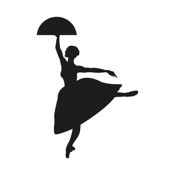 Silhouette Una Ballerina Danzante Sfondo Isolato Bianco Sketch Vettoriale Grazia — Vettoriale Stock