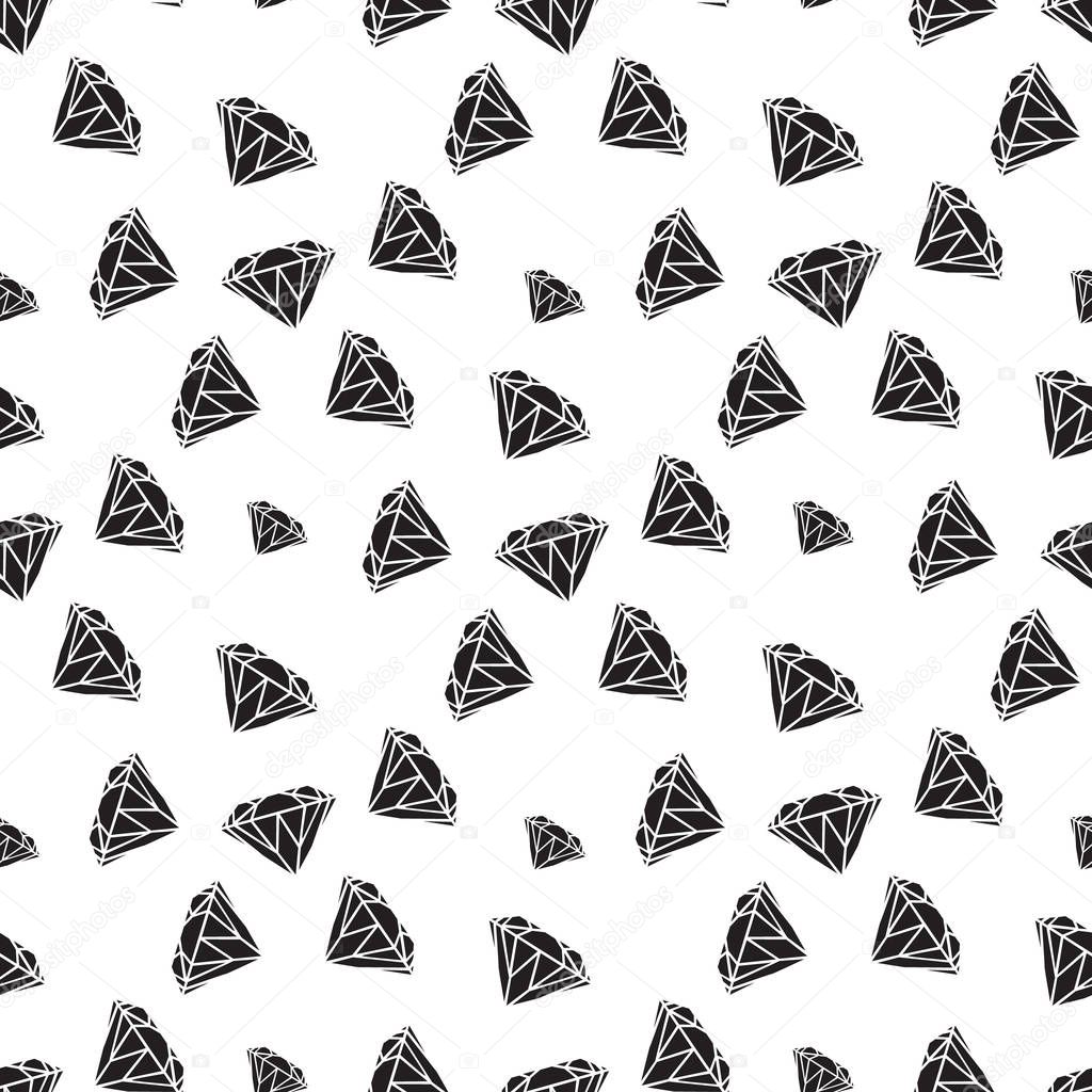 Diamonds seamless pattern. Vector pattern with diamonds. Seamless pattern can be used for wallpaper, pattern fills, web page background,surface textures and fabrics. Black and white design.