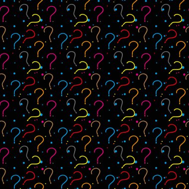 Kusursuz bir örnek. Soru işaretleri, şüphe, faq geçmişi. Basit sonsuz tekrarlama motifi. Anket, inceleme, sorgulama, sorgulama geçmişi. Kamuoyu yoklaması, kamuoyu yoklaması illüstrasyonu için şablon.