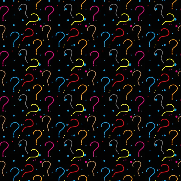 Quiz seamless pattern. Question marks, doubt, faq background. Simple endless repeating motif. Poll, survey, interrogation, query background. Template for opinion poll, public pollVector illustration. — Stock Vector