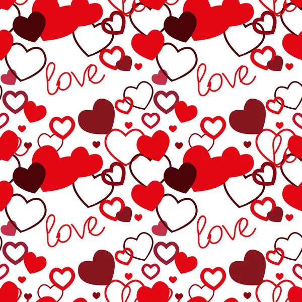 Kırmızı Kalpler Kusursuz Desen Sevgililer Günü Vektörü Vektör Illüstrasyon Elle — Stok Vektör