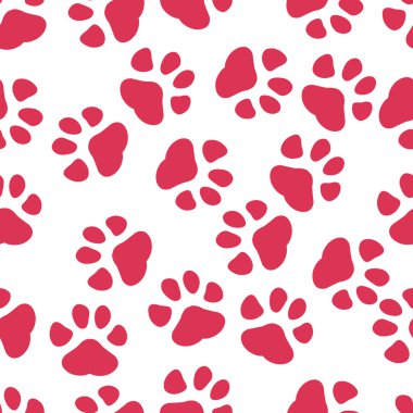 Colorful hand drawn watercolor illustration with animal footprints. red paw. clipart