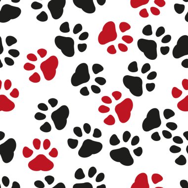 Paw print seamless. Traces of Cat Textile Pattern. Cat footprint seamless pattern. Vector seamless clipart