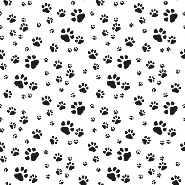 Dog Paw seamless pattern vector footprint kitten puppy tile background repeat wallpaper cartoon isolated illustration white - Vector illustration — Stock Vector