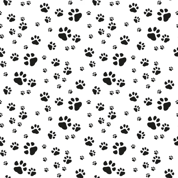 Köpek pençe Dikişsiz desen vektör ayak izi yavru kedi köpek yavrusu döşeme arka plan tekrar duvar kağıdı izole karikatür çizim beyaz - vektör çizim