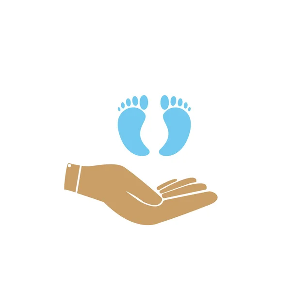 Ręce, trzymając dziecko stóp - symbol ochrony — Wektor stockowy