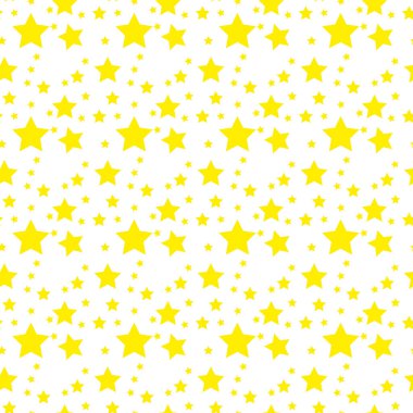 Beyaz arkaplan vektör illüstrasyonunda sarı yıldızlar Kusursuz desen