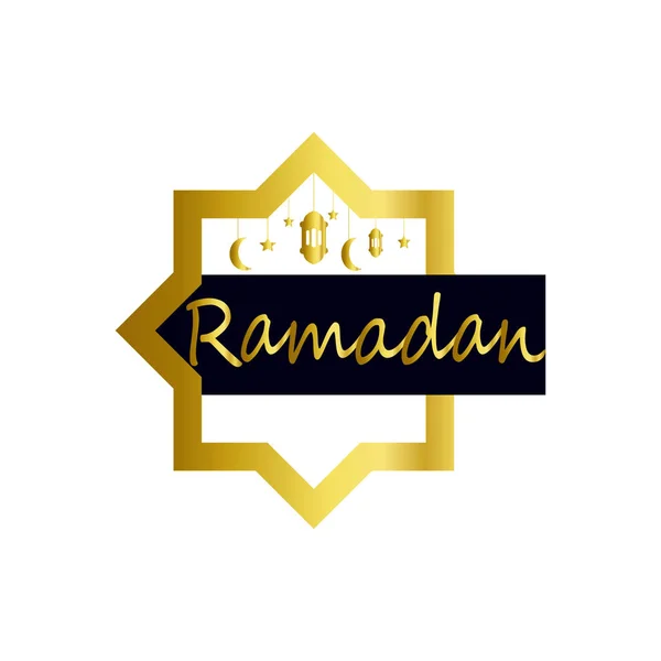 Ramadan kareem greeting template islamic crescent and arabic lantern vector illustration — Stock Vector