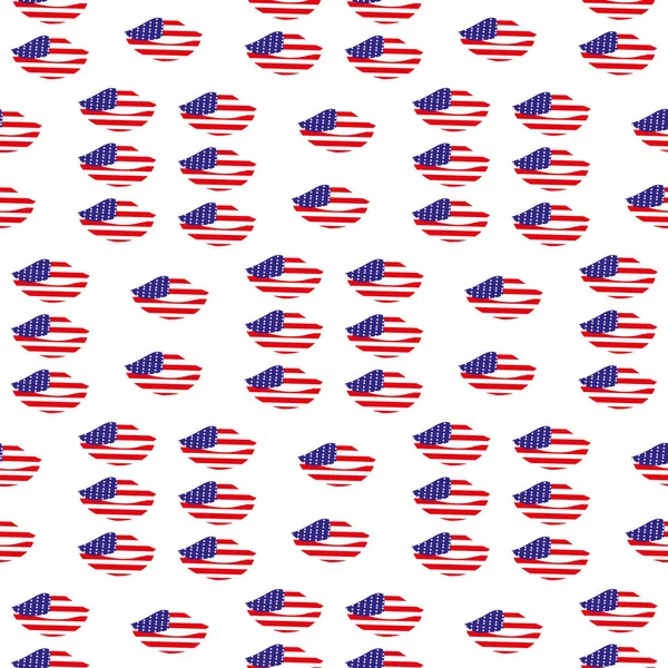 Dudakları ve Amerikan bayrağı ile Bağımsızlık Günü Abd için soyut sorunsuz desen. T-shirt, kumaş, tekstil, ambalaj kağıdı, duvar kağıdı, yatak, hediyelik eşya, kırtasiye, sırt çantaları, giysi için Desen.