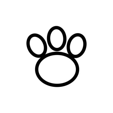 Satırı simgesi pençe, vektör işareti, anahat üzerinde beyaz izole doğrusal stil piktogram. Evde beslenen hayvan levazım sembolü, logo illüstrasyon