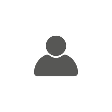 Gri arka planda yalıtılmış modaya uygun düz stilde Kullanıcı Simgesi. Web sitesi tasarımı, logosu, uygulaması, Ui için kullanıcı siluet sembolü. Vektör çizimi.