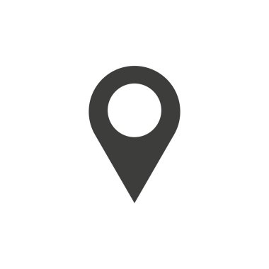 PIN simge vektör. Yer işareti Isolated beyaz arka plan. Navigasyon haritası, gps, yön, yer, pusula, ilgili kişi, arama kavramı. Düz için grafik tasarım, stil logosu, Web, UI, mobil uygulaması,