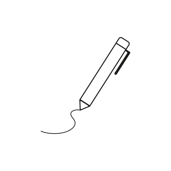 Caneta, escrever ícone de linha, sinal de vetor contorno, pictograma estilo linear isolado no branco. Símbolo, ilustração do logotipo. AVC editável. Pixel perfeito —  Vetores de Stock