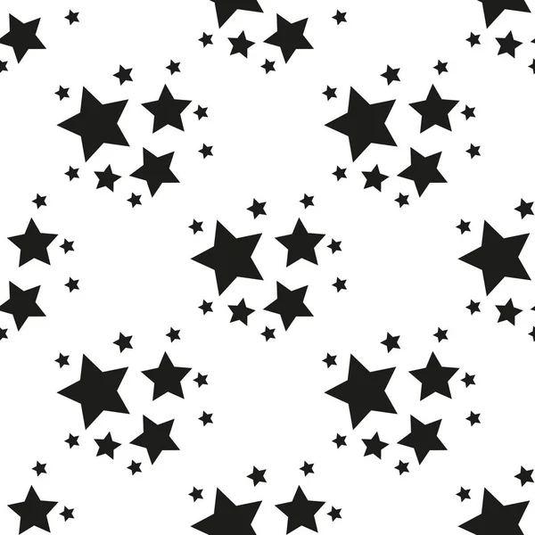 Seamless pattern with black stars on a white background. Vector illustration. — Stock Vector