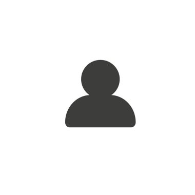 Gri arka planda yalıtılmış modaya uygun düz stilde Kullanıcı Simgesi. Web sitesi tasarımı, logosu, uygulaması, Ui için kullanıcı siluet sembolü. Vektör çizimi.
