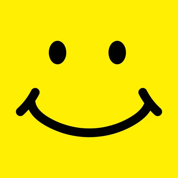 Templat vektor ikon senyum. Senyum di latar belakang kuning. gambar vektor desain tren senyum gaya datar - Stok Vektor