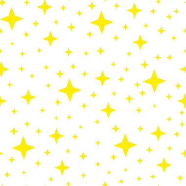 Sarı parlayan yıldız dikişsiz desen, vektör