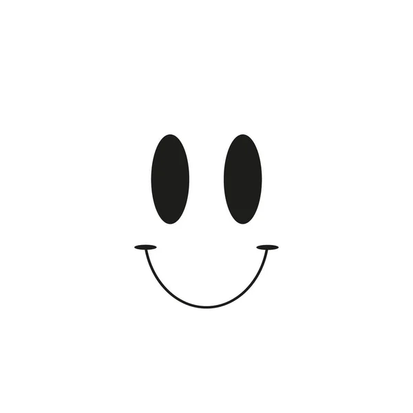 Μαύρο χαμογελαστή επίπεδη σιλουέτα λευκό φόντο. Διάνυσμα . — Διανυσματικό Αρχείο