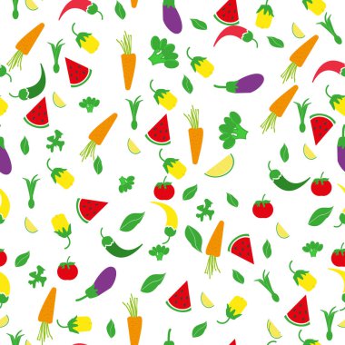Meyve, sebze, çilek ile dikişsiz arka plan. eps 10