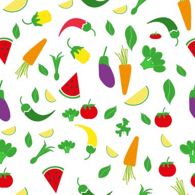 Meyve, sebze, çilek eps10 ile dikişsiz arka plan