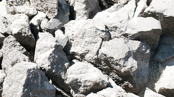 Gray concrete block destroyed