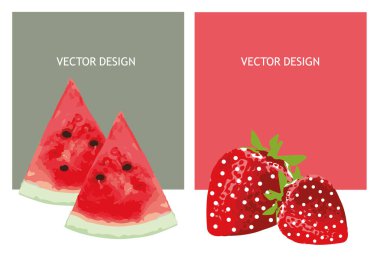 Çilek ve karpuz vektör