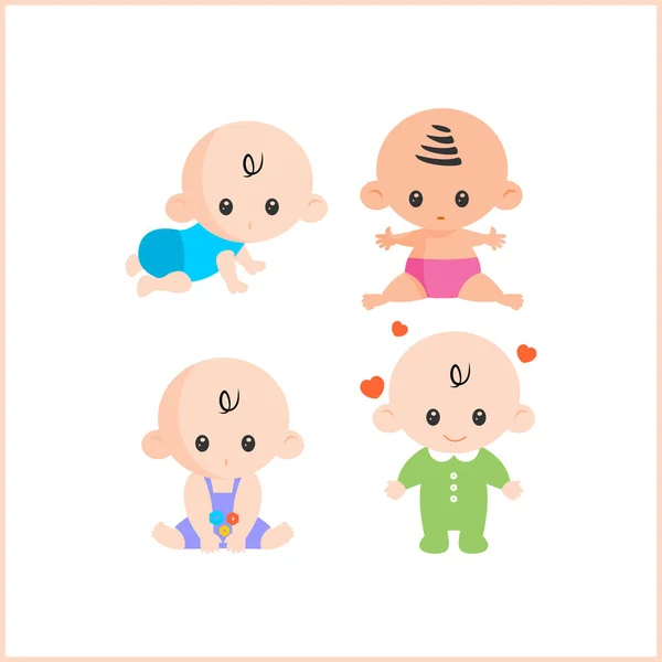 Funy Babies Other Actions Lovely Baby — Stock Vector