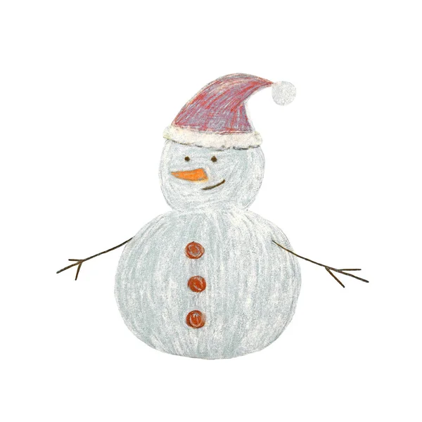 Watercolor Illustration Snowman New Year Christmas Decoration — Stock Photo, Image