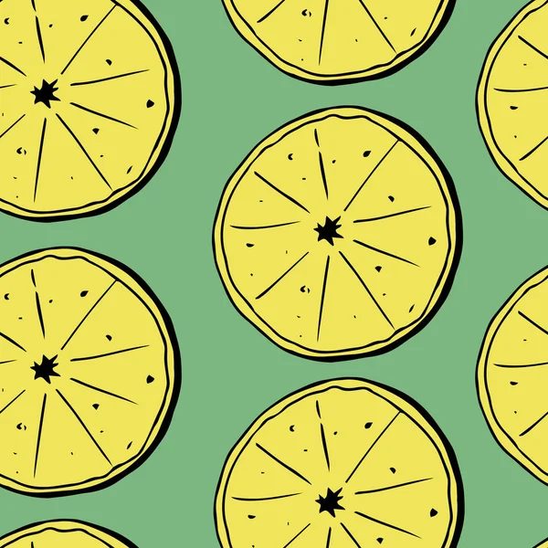 El yaprakları ile limon Dikişsiz deseni çizin. Vektör Illustration.