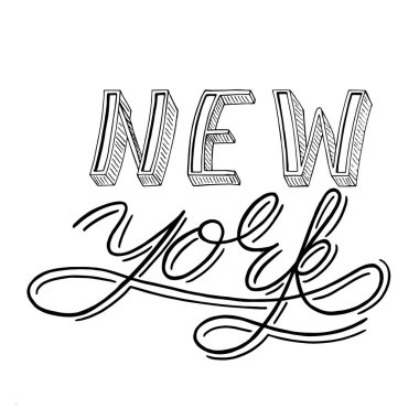 New York 'Ta. El yazısı. Tipografik Tasarım. Inspirational tipografi poster. Modern fırça kaligrafi. El yazısı cümle. Şehir. Kasaba.