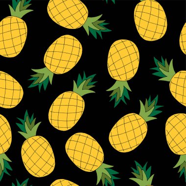 El ananas Dikişsiz desen çizin. Vektör çizim.
